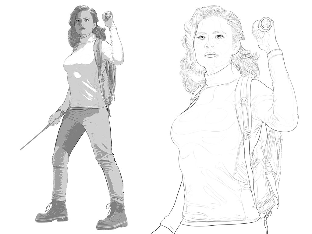 Primer boceto de la aventurera.