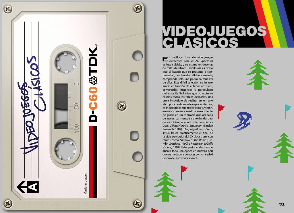 Doble página con la apertura del capítulo dedicado a los videojuegos clásicos.