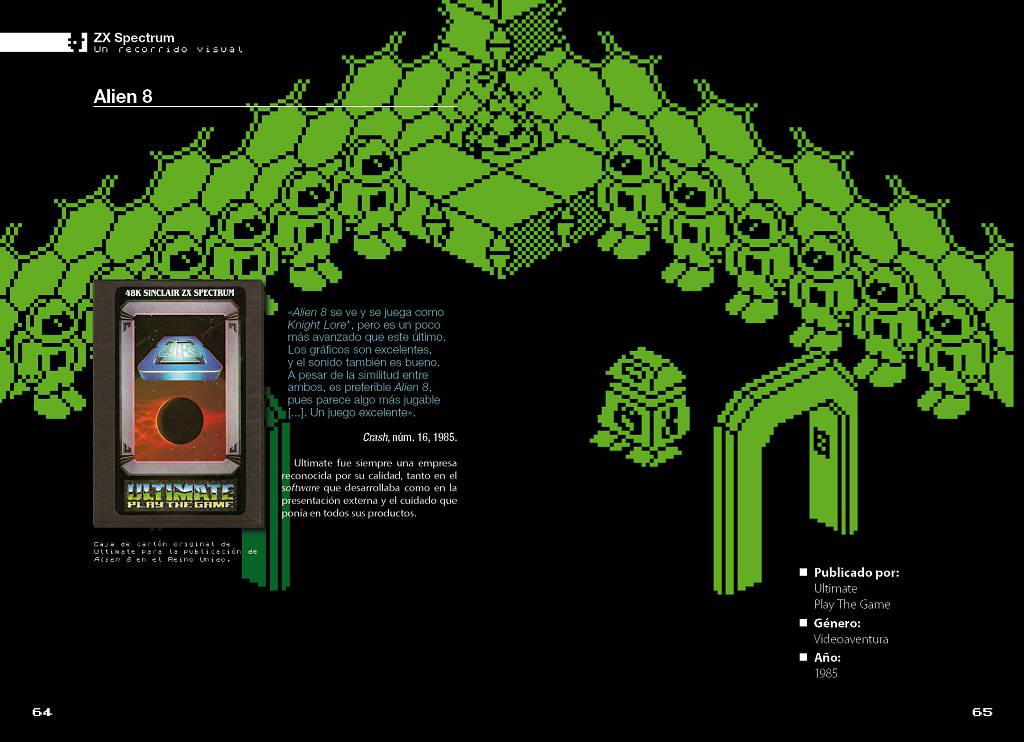 Doble página con el juego Alien 8.